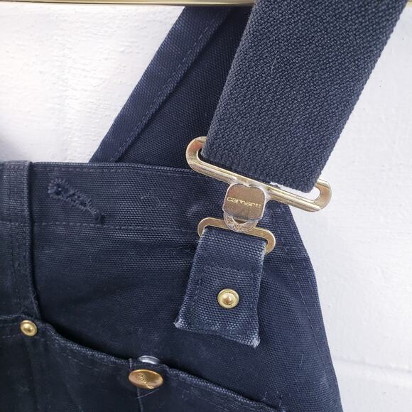 Carhartt Overalls Mens 36x30 Black Bib Double Knee Insulated R02 BLK - Picture 4 of 11